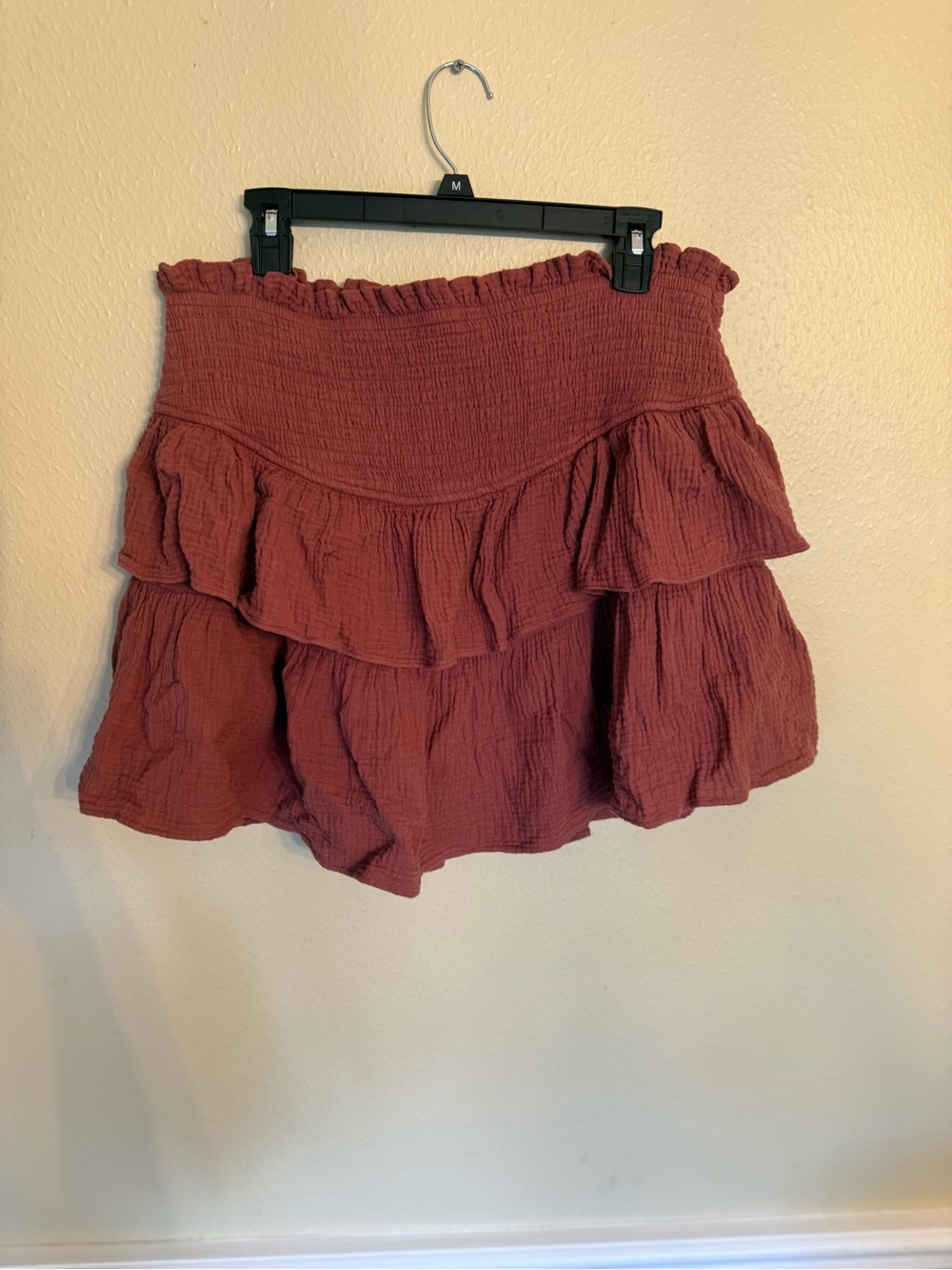 Versona Rust-Toned Ruffle Mini Skirt